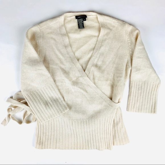 BCBGMaxAzria Sweaters - BCBGMAX Cream Wrap Sweater with tie